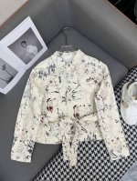 dio* 25Ss新款翻领牛仔外套 花图案印花 高品质 单色三码Sml
