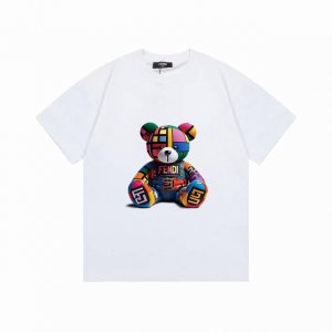 款号：G2101 Fendi 芬迪 泰迪熊印花字母百搭短袖T恤男女同款 吊牌 领标 水洗唛 三标齐全 260G双纱纯棉短袖 配套320G纯棉罗纹 精美舒适时尚百