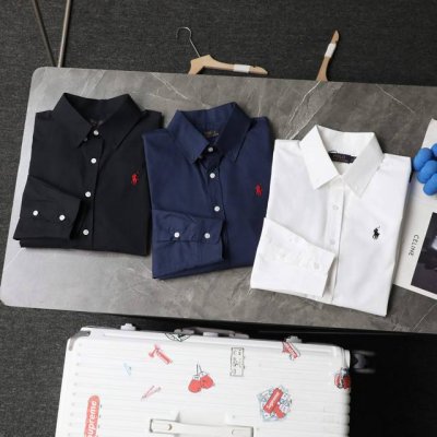 顶级复刻 高端定制 Ralph Lauren 拉夫劳伦 经典款小标小马刺绣长袖衬衫外套 款号: 2007 颜色：黑色 白色 藏青色 顶级复刻版本 区别市场通货