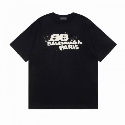 实拍图 顶级版本.官网品质 Balenci*Ga 巴黎Balenci*Ga#Bb手绘涂鸦短袖T恤.春夏新品.砖柜同步 面料采用巴黎Zp定织定染全棉双纱紧密棉.克