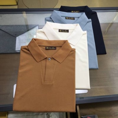 专柜新品 Lp M-2Xl经典跑量款 2025Ss新款Loro pi*Na单粒扣桑蚕丝混纺polo，高端精英男士必备极简都市翻领短袖。意大利同渠道稀有订单，精英
