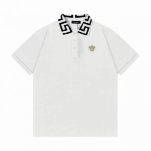 Versace 范思哲 老人头 Logo刺绣 拼色 拼接 polo衫 升级，灵感源自八十年代复古 原版面料 官方同款 定制 同缸染面料 手感非常舒服 春夏最新砖