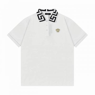 Versace 范思哲 老人头 Logo刺绣 拼色 拼接 polo衫 升级，灵感源自八十年代复古 原版面料 官方同款 定制 同缸染面料 手感非常舒服 春夏最新砖