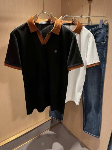 Ermenegildo Zeg*A杰*亚 2025春夏新品男士休闲Polo短袖，外贸公司订单！是杰尼亚经典的专有织物之一！ 胸前皮革Logo图案设计！定制原版珠