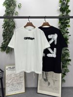 140# 2025Ss春夏新款 品牌：Off-White 重影箭头款短袖T恤！ 颜色：乳白色 黑色 尺码：S-M-L-Xl（男女同款） 面料：采用定制260克3