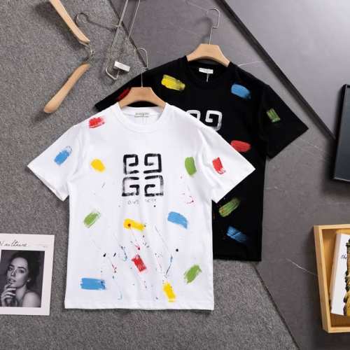 供 盒子20元 givenchy 纪梵希 彩色泼墨字母印花Logo标识精致升级 原版面料 官方同款 短袖T恤 定制260克同缸染面料 手感非常舒服 春夏最新版本