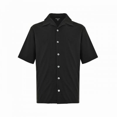 prada 普拉达 25Ss 布标纽扣短袖衬衫 正品9650购入开发 采用40支珠地双股面料 激光烧花+胶浆印花工艺 布匹酵洗 定制1 1商标 宽松版型 siz