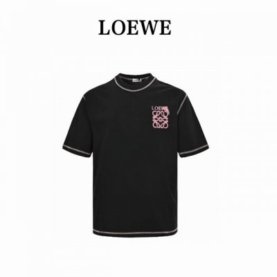 loewe 罗意威 24Ss 缝线渲染字母Logo短袖 泼墨Logo短袖，反袖设计，采用定制定染高克重原版面料，洗水完高达280G纯棉面料，数码直喷印花，1-1
