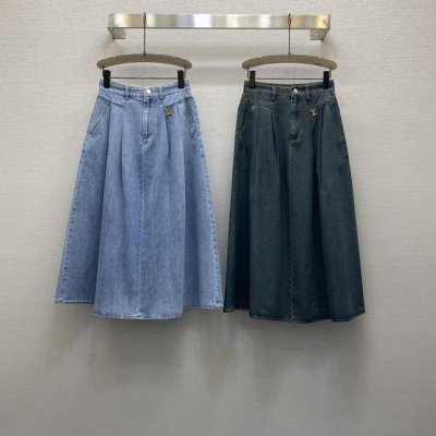 l*25Ss 重工洗水气质高腰金属扣点缀伞摆半裙，高级面料，颜色:图片2色，面料：牛仔棉面料 Smlxl