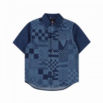 Louis Vuitton 路易威登 联名美洲杯牛仔短袖衬衫 原版14,600购入开发，整体采用Monogram Multi Flags 图案，为正面融入 Da