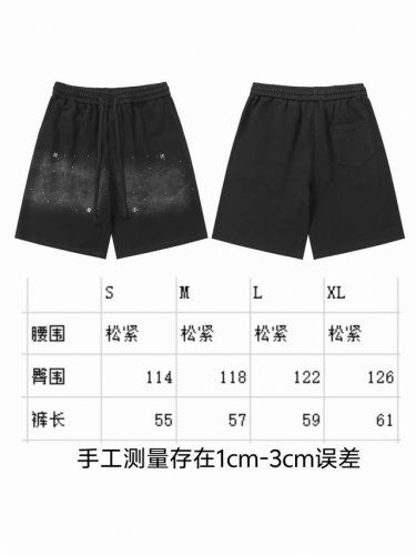 现货 p 克家罗心2025春夏烫钻 洗水做旧运动宽松轻奢男士休闲裤子五分裤短裤中裤 颜色:黑色 码数：S M L Xl