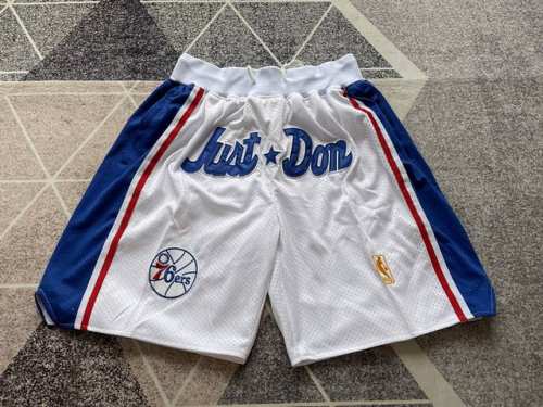 款号K50 顶级刺绣版本 实拍图 Mitchell &Ness X Just Don联名费城76人队24赛季 复古高街刺绣球裤 篮球短裤 Just Don Nb