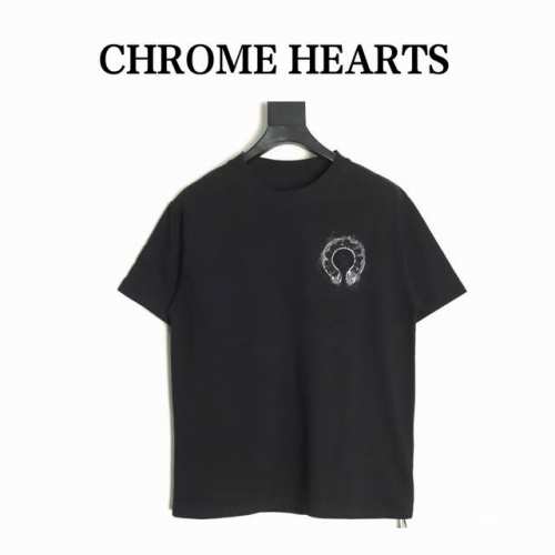 Chrome Hearts 克罗心 中空浮雕马蹄短袖T恤 采用直喷进口机器印花 五金辅料均开磨定制 正确配置 黑色2025克罗心正品包装 280克定制定染双纱棉