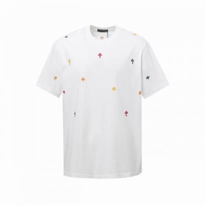 Chrome Hearts*克罗心 25Ss洗水磨破全副Logo刺绣工艺短袖T恤 独家定织定染高克重紧密精梳棉面料Os落肩宽松版型 春夏最新砖柜同步 男女同款