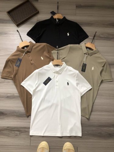 ralph Laur＊N丨四色拉夫家 小标马球Logo刺绣 桑蚕丝 男款商务休闲Polo衫. 颜色：白色 卡其绿 咖色 黑色. 材质：桑蚕丝 氨纶 棉纶混纺面料