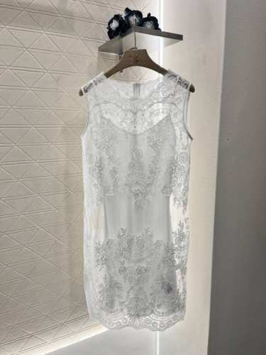 Ermanno Scervin*新品 重工水溶蕾丝真丝背心裙