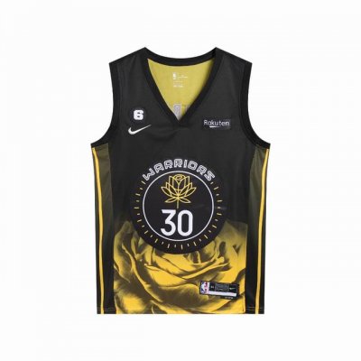 款号S030 顶级刺绣版本 白底细节图 独家上新 Nike×Nba 金州勇士队最新款金色莲花球衣 斯蒂芬库里30号球衣 专柜Zp一比一 Nba耐克Nike篮球衣