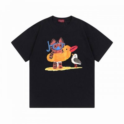 gucci古驰数码直喷工艺趣味卡通 280克双纱短袖 黑色 Xs-L