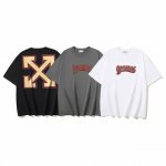 1151# Off-White纯棉260G重磅艺术字Logo箭头印花短袖T恤 黑色 白色 S M L Xl