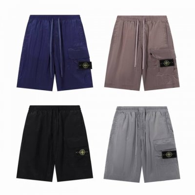 款号327 尼龙短裤Stone Island石头岛 石头岛 Ss22 纯色徽标宽松休闲短裤 男女同款四个颜色， 黑色，灰色 粉色 宝蓝色 M 2Xl