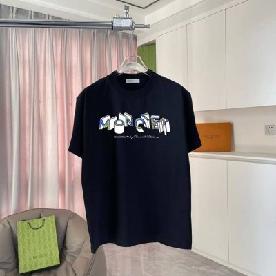Moncle* 蒙口2025夏季新款 个性Logo印花 定制面料300 短袖T恤 男女同款 尺码：S M L Xl Xxl 五个码 颜色：黑色 白色 紫色 铁灰
