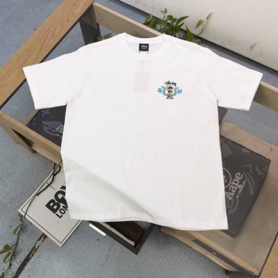 上新 款号：Xbnb082 2025新款Stussy斯图西小花骷髅头图案Logo字母印花休闲情侣宽松短袖T恤，经典永远不会过时、人手必备款，260G纯棉精梳棉不