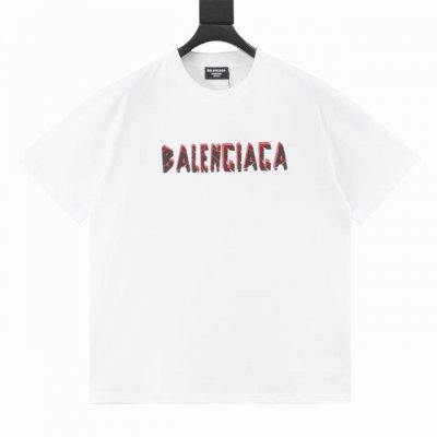 Balenciaga 巴黎世家 割裂字母压胶印花短袖 客订300G双纱重磅纯棉面料，手感柔软舒适，上身亲肤透气 胸前裂纹Logo厚板压胶印花工艺，呈现Z世代街头