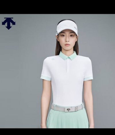25夏 女士高尔夫衫Descente迪桑特Women’S Training Tough短袖polo 经典翻领版型、后背弧形裁剪，巨S型苗条 冰感无痕舒适面料触，
