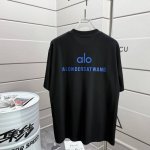 Alo*2025春夏款 经典前后简约字母立体硅胶工艺 个性Logo 定制双纱平纹纯棉面料 短袖T恤 男女同款 颜色 黑色 白色 尺码 S 90-130斤 M 1