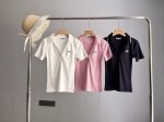 lacoste法国鳄鱼女装25春季新款修身V领短袖Polo衫 Df2431 颜色：白色 粉色 藏青色 尺码：36 38 40