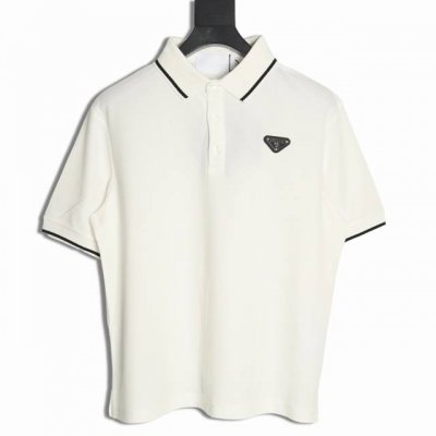 prada 普拉达 25Ss 黑条polo短袖T恤 采用进口田岛绣花机制作 辅料均开磨定制 正确配置 黑色2025普拉达正品包装 克定制定染爽滑珠地 版型大 宽
