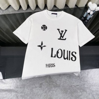 Louis Vuitton 路易威登Lv 25Ss新款经典老花字母Logo涂鸦短袖T恤 -面料采用320G %纯棉双纱面料 同缸定染特种加粗32支双股1X1螺纹