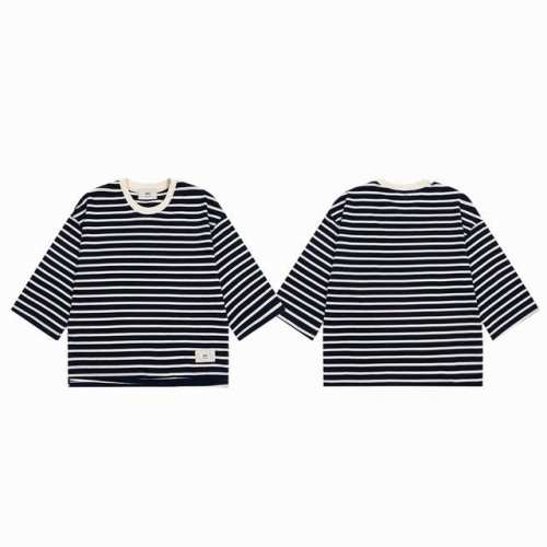 Ami paris 25Ss 专柜同步上新商标条纹七分袖廓形圆领情侣短袖T恤-顶级首发！ Color：条纹 Size：S M L Xl Nomber：25882