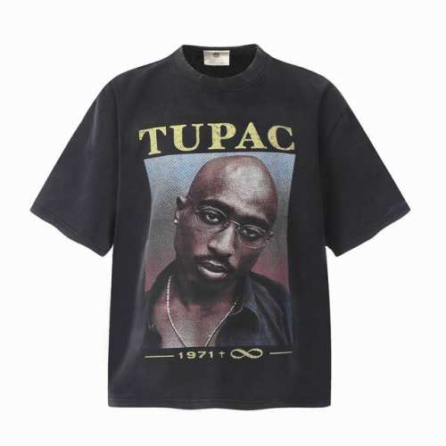 Vt989 图派克Tupac说唱歌手2pac人像Big Face数码直喷印花复古水洗做旧短袖T恤 小领口设计 白墨数码直喷印花 高街复古重磅做旧水洗Vintag