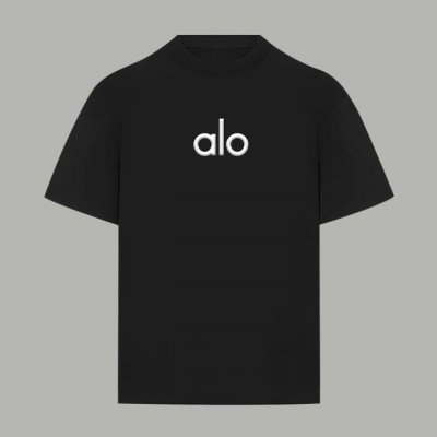 Aloyoga 官网同款 经典Alo硅胶前后字母 双纱纯棉短袖 - 280G双纱纯棉顶级面料 手感柔软 百分百纯棉独家出货 定染硫化黑无尘处理面料 -面料 28
