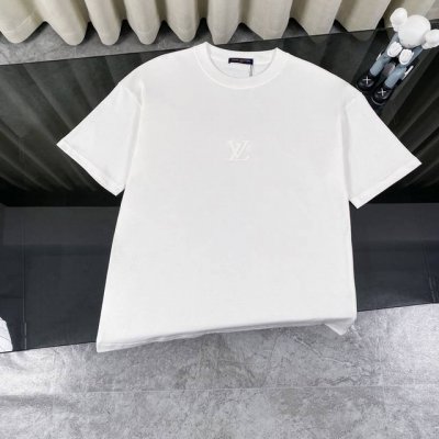 Louis Vuitton 路易威登Lv 25Ss新款经典Logo 字母硅胶压花款短袖圆领T恤 -面料采用320G %纯棉双纱面料 同缸定染特种加粗32支双股1