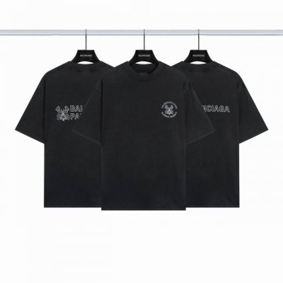 巴黎世家Balenciaga Bb钥匙短袖P90 2025Ss新主麦上身 印花采用进口椭圆机胶浆印花 区别市场烫画工艺 整件衣服采用炒盐工艺微微有做旧效果 前幅