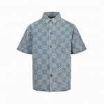 louis Vuitton 路易威登 25Ss 棋盘格提花牛仔短袖衬衫 轻奢主义 男女日常通勤穿搭必备单品 正确版本 欢迎对比 详细特征 定织定染竹节棋盘格图案
