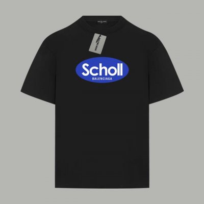 Balenciaga巴黎世家 2025官网同款 Scholl 前后Logo字母 印花双纱纯棉短袖 - 280G双纱纯棉顶级面料 手感柔软 百分百纯棉独家出货 定