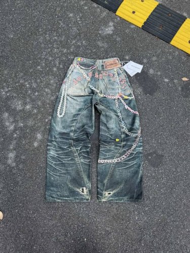 Ac531 顶级Acne Studios Ss25 1981M做旧水洗糖果链条3D印花牛仔裤男女同款 磨毛无弹面料，才能出得来3D的效果，难点是前前后后修正了八