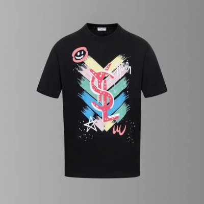 采用定制280G双纱面料 Ysl手绘T恤 颜色：图片色 尺码：S-Xxl