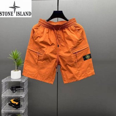 上新 石头岛Stone Island夏季新款，男女同款松紧腰户外百搭休闲潮流薄款速干短裤，男士简约工装潮牌百搭透气五分裤直筒裤！ 颜色:军绿色，橘黄色，灰白色，