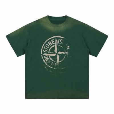高端品质 Stone Island 2025Fall 春夏系列 品牌标识短袖T恤 采用进口康丽数码直喷印花 定染高品质潮牌32支加密双纱100%棉洗后280G