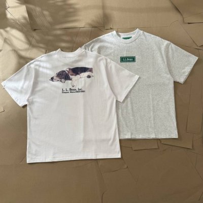 l.L.Bean×Beams 巴吉度猎犬印花短袖 523 Ll Bean是美国知名户外用品品牌 ，1912 年创立于缅因州弗里波特 Freeport, Main