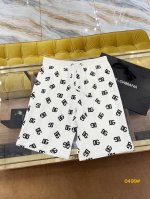 2025Ss新款休闲短裤 满印Dg印花Logo 提花罗纹定织 纯棉卫衣薄面料 五金拉链对版 五分裤长 白色 码数44-54