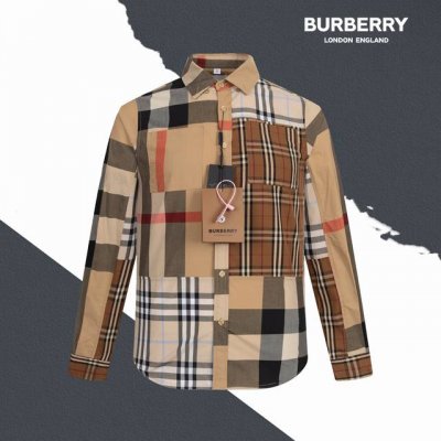 款号Sl66 Burberry巴宝莉拼接格子衬衫 烧花定位 原版开模 一比一复刻 区别市场其他版本 男女同款 官网同步细节一致 三标齐全 采用100%棉，由高密
