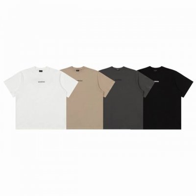 Balenciaga 巴黎世家 经典前后刺绣 Logo 四色情侣圆领短袖T恤-顶级版本 Color：黑色 灰色 卡其色 白色 Size：S M L Number
