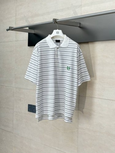 balenciaga* 巴黎 25Ss最新双B麦穗刺绣条纹polo衫 采用纯棉质珠地材质 16S单纱珠地衬衫面料 230G 搭配定织扁机螺纹 珠地结构是一种特殊