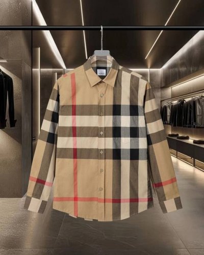 Bur 巴宝莉 Burberry爆款来袭 格纹弹力棉府绸长袖衬衫系列 2025Ss官网新款长袖 衬衫 衬衣 精美工艺 高端版本 专柜定制面料 透气舒适度高 精工