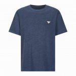 p140【独家供应】 pra 毛巾棉三角标短袖（蓝色） 原版6,400购入开发，面料采用60支柔棉平纹复合26支爽滑棉，成衣洗水后克重为230克，26支爽棉为底
